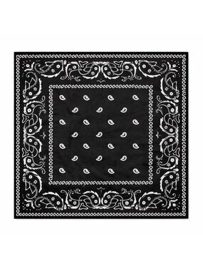 Black White Paisley Scarf Bandana 26x26 Western Cowgirl Wildrag